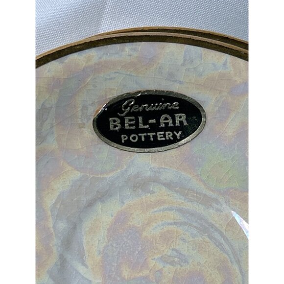 Bel-Ar Pottery Iridescent Saucer Plates 3 w/Gold Trim Retro 1950’s Lusterware - Picture 2 of 10